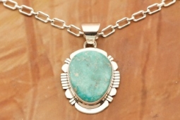 Genuine White Water Turquoise Sterling Silver Pendant